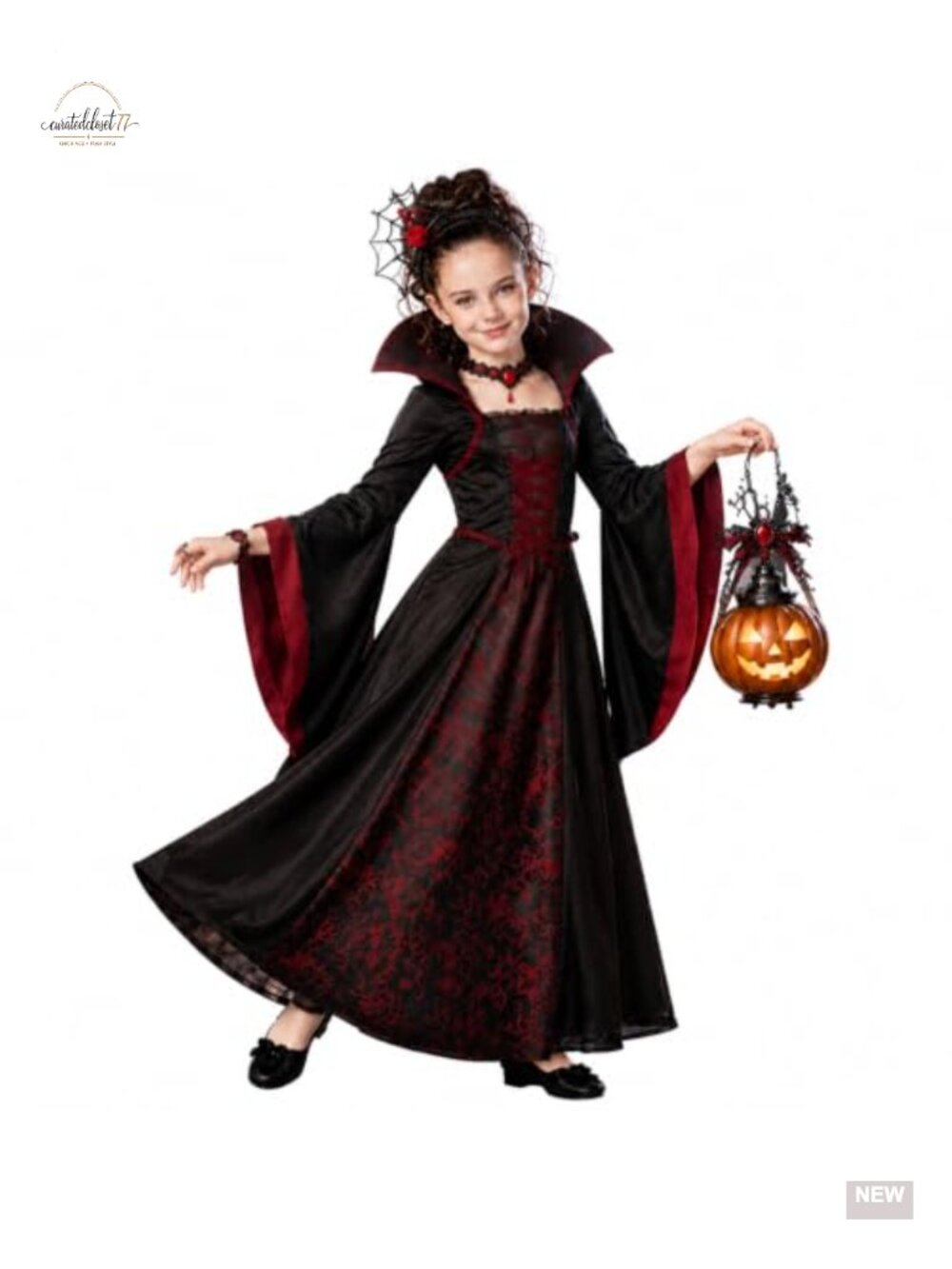 Girls Vampire Princess Costume Dress Set Halloween Victorian Gothic Cosplay